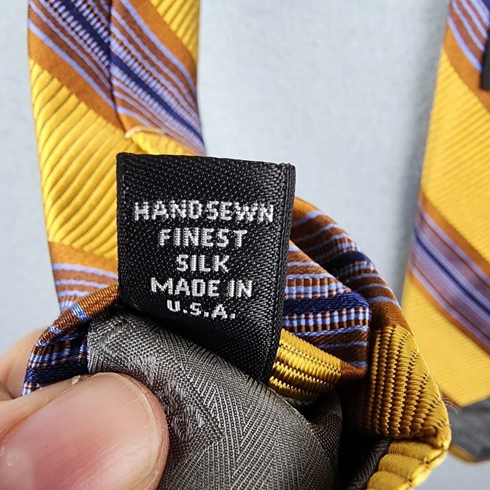 Robert Talbott Best Of Class Tie Mens One Size Yellow Striped Silk Woven USA